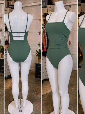 Cupshe Olive Green Ruched One-Piece Swimsuit